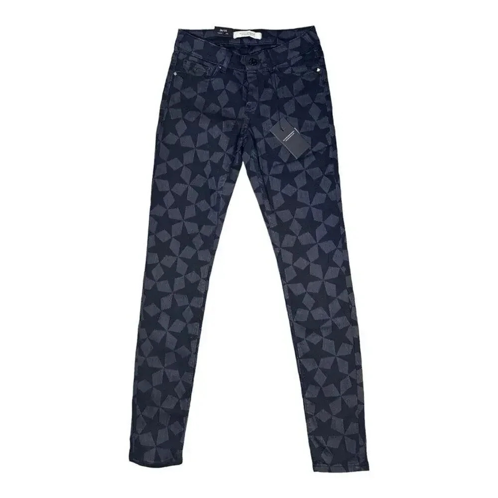 NEW Scotch & Soda‎ 26/32 Black Patterned La Bohemienne Mid-Rise Skinny Jeans NWT